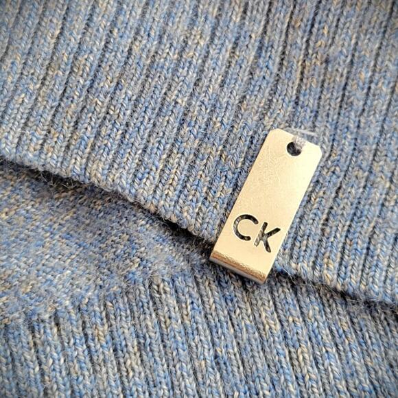 Calvin Klein Sweater Women's Large Blue V-Neck Merino Wool Blend Ombre Stripe - Picture 4 of 8